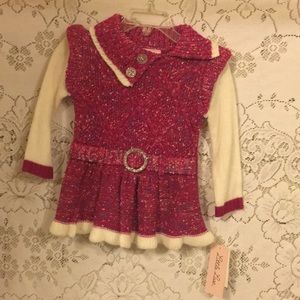 Little Lass Sweater Dress Size 18 Mo NEW Pink & White Variegated Cute sweater